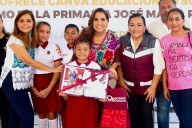 Impulsa Mara Lezama educación y bienestar familiar con la entrega de mochilas, útiles y uniformes escolares, inauguración de domo y acceso gratuito a Canva Educación