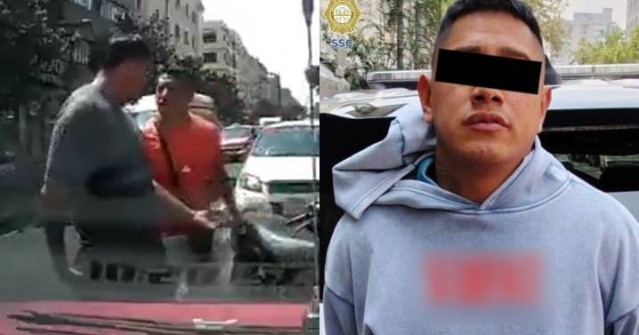 Cae motociclista que golpeó brutalmente a taxista tras chocar en CDMX