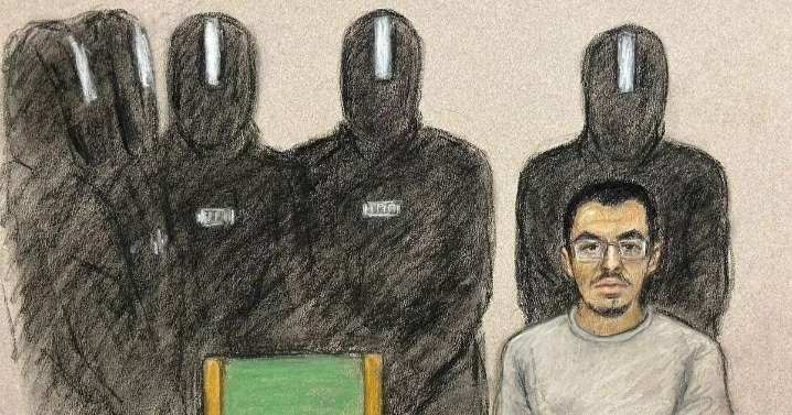 Manchester Arena bomb plotter Hashem Abedi surrounded by masked guards in court