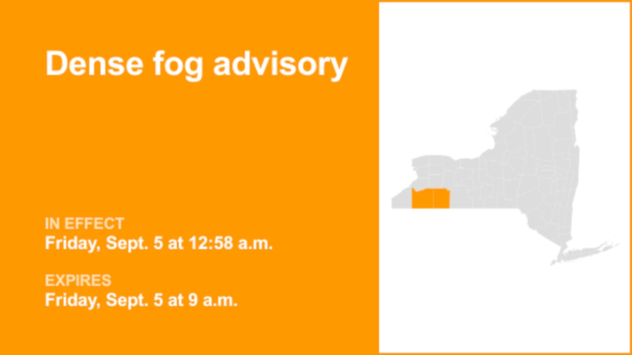 NY weather update: Dense fog advisory for Cattaraugus and Allegany counties until Friday morning