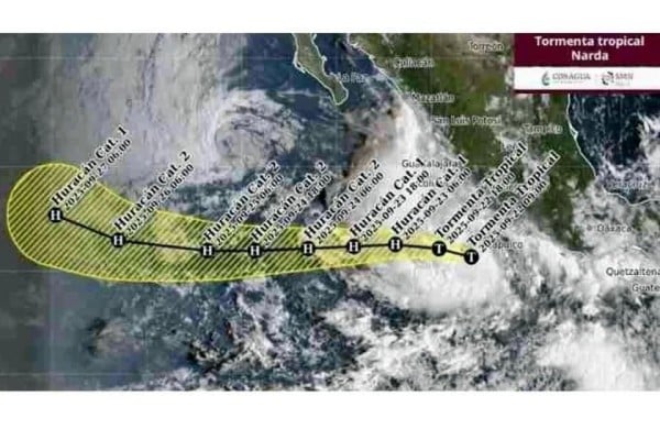 Generará 'Narda lluvias intensas en cuatro estados
