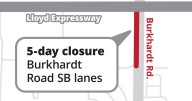 Traffic alert: Southbound Burkhardt Road closure impacts travel for 5 days starting Monday
