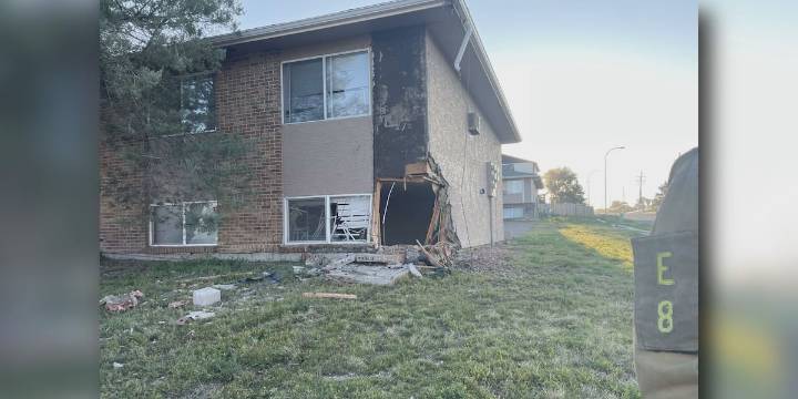 No injuries after car slams into Colorado Springs apartment building