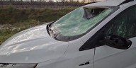 Monster hailstorm blasts car alongside Nebraska highway