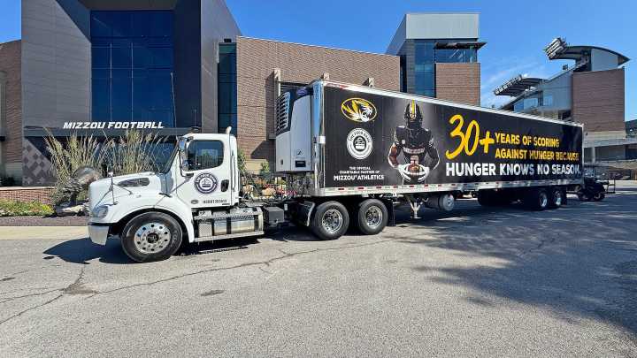 Mizzou Athletics, Food Bank celebrate 30-year partnership with semi