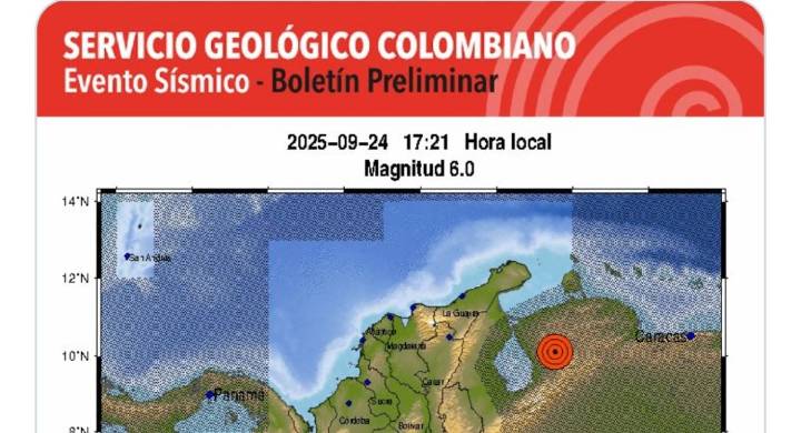 Temblor de magnitud 6.0 se sintió en Santa Marta Tuvo su epicentro en Mane Grande, estado de Zulia, Venezuela.