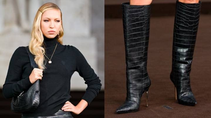 Lila Moss Debuts Demna-designed Gucci Metal Heel Croc Boots in Milan