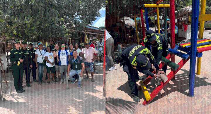 En el Día Mundial del Turismo, Policía recupera y embellece el parque de Taganga La jornada contó con la participación de la comunidad, colectivos locales y la Asociación de Vendedores de Taganga, qui