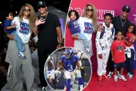 Russell Wilson, Ciara cheer on kids at fashion show before Giants