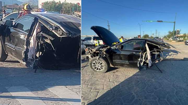 Carro se Parte en Dos y Conductor se Salva en Hermosillo, Sonora