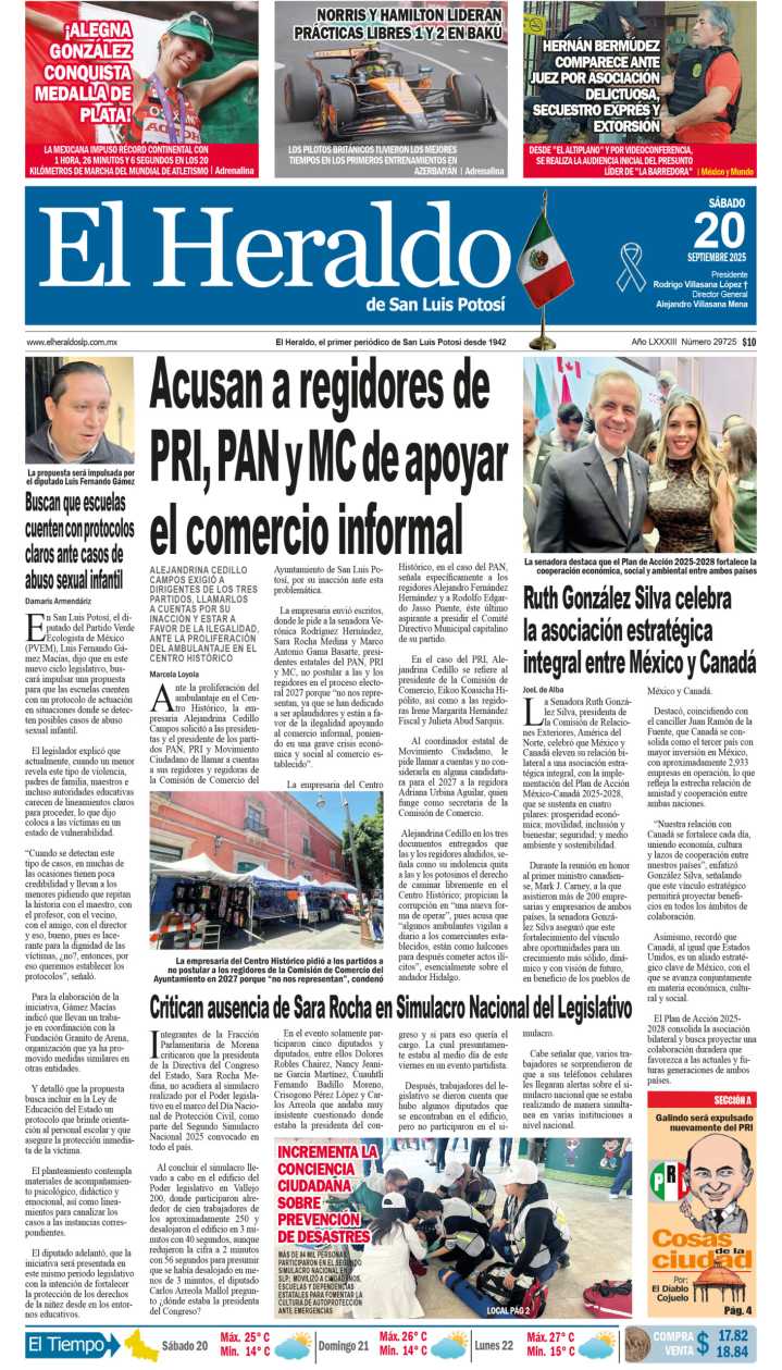 Edición impresa 20 de septiembre de 2025