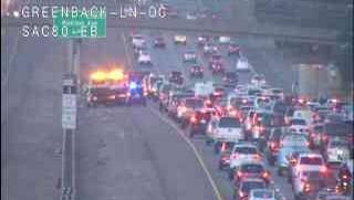 Traffic slowdown on I-80 in North Highlands following crash