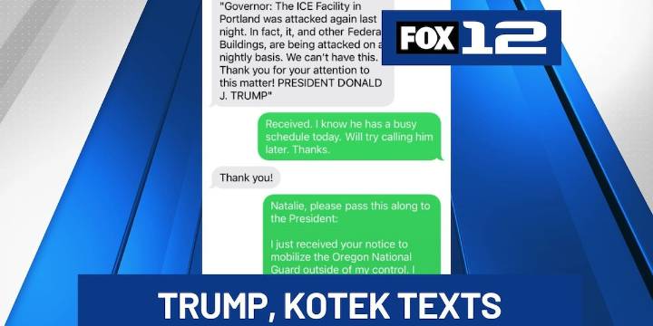 Texts released between Trump and Oregon governor