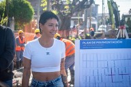 Mayra recorrió tareas de pavimentación en San Francisco Solano