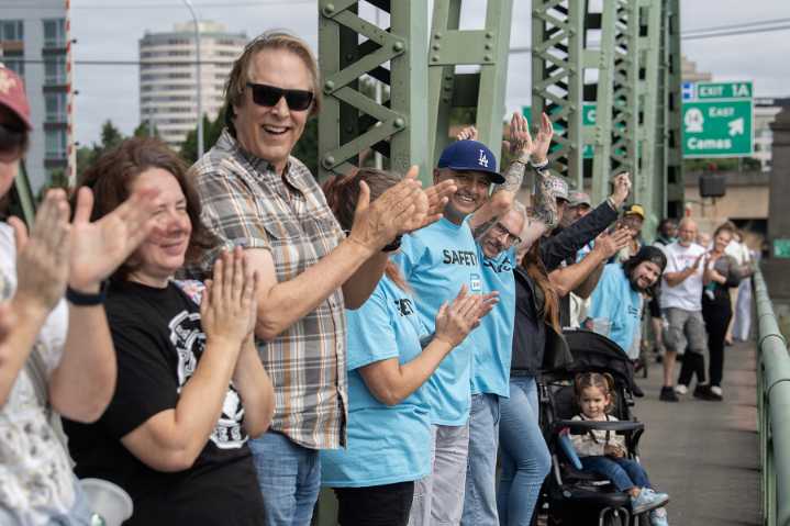 ‘Recovery is for everyone’: Hundreds join Hands Across the Bridge to celebrate their sobriety