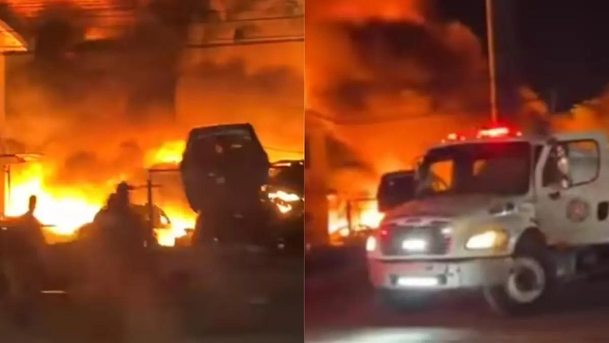 Incendio en ‘yonke‘ de Reynosa genera alerta ante cercanía con hospital
