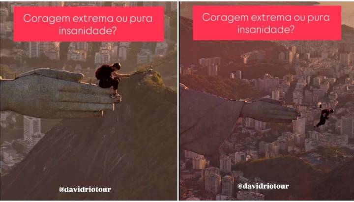 VIDEO: Sujeto subió sin permiso al Cristo Redentor en Brasil para lanzarse en parapente