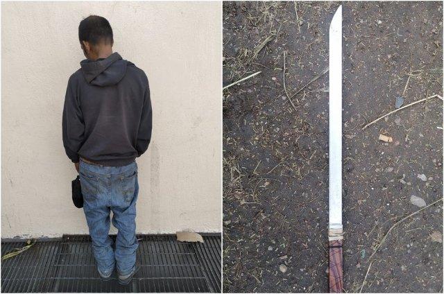 Interceptan a hombre armado con espada en avenida Alameda