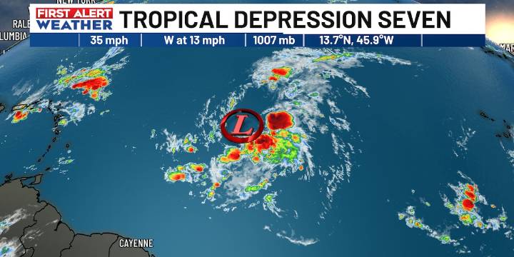 FIRST ALERT: Tropical Depression Seven forms in the Central Atlantic