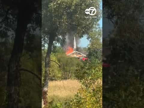 Video shows Mormon church on fire after reports of shooting in Michigan