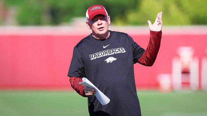 Bobby Petrino already lobbying to become Arkansas football’s full