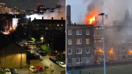 Fire tears through top floor and roof of flats in Battersea