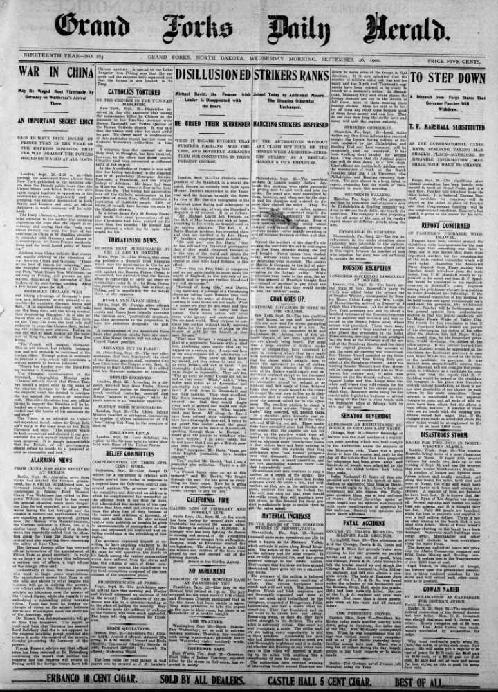 Today in History: September 26, 1900