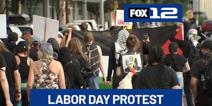Protestors march in support of immigrant workers on Labor Day