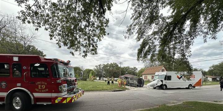 First responders called to rollover crash in north Lincoln neighborhood