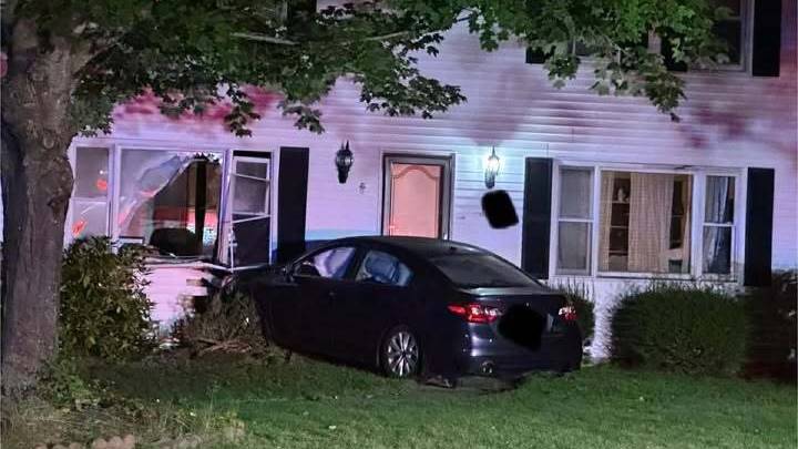 Lakeville MA car into home on Precinct Street