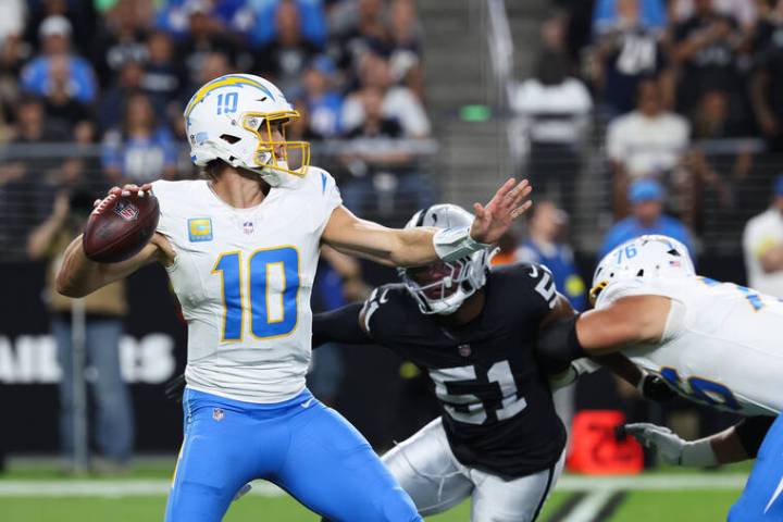 Justin Herbert, ball-hawking defense lift Chargers over Raiders
