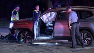 High-speed chase ends with crash; higher curbs prevent catastrophic damage to homes
