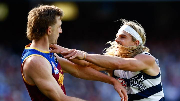 AFL Grand Final 2025: Geelong Cats star Bailey Smith criticised for stoush with Harris Andrews late in grand final loss