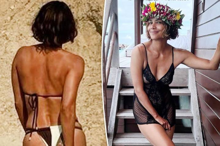Halle Berry wears cheeky bikini while strategically covering butt tattoo