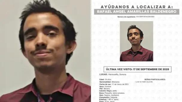 Buscan a Rafael Ángel Amarillas Baldenegro en Hermosillo