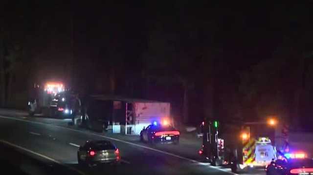 Overturned big rig blocks Interstate 80 lane in Placer County