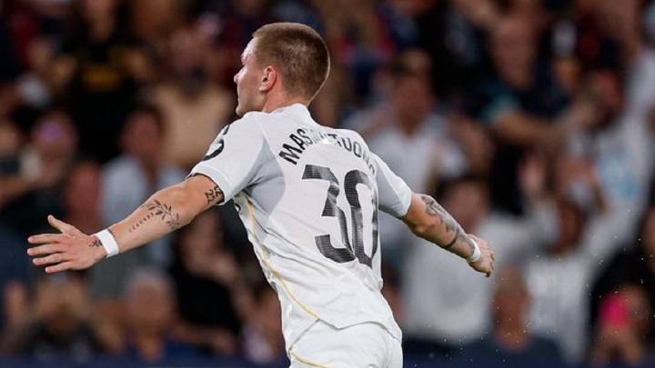 El primer gol de Franco Mastantuono en Real Madrid: de derecha y al ángulo