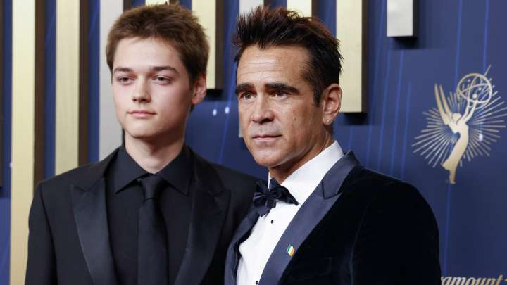 Colin Farrell brings rarely-seen lookalike son Henry, 15, to the Emmys red carpet