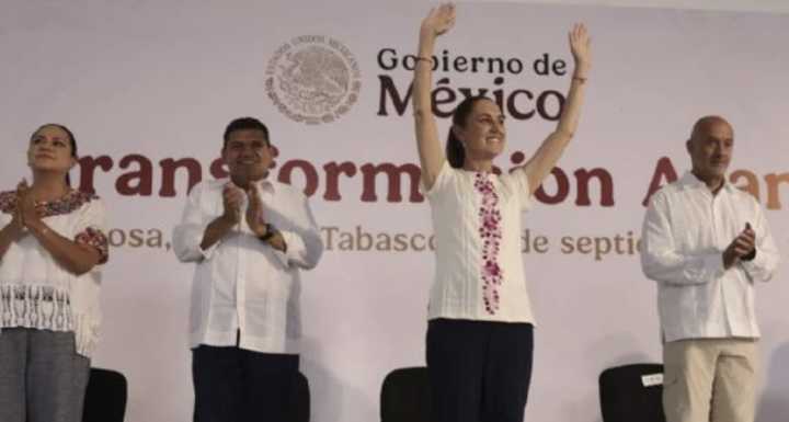 Se registran brotes de violencia y narcomanta durante gira de Sheinbaum por Tabasco