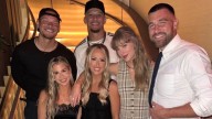 Taylor Swift spotted on birthday night out with Travis Kelce and Patrick Mahomes after 'bulletproof' Chiefs barrier