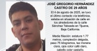 Se busca a José Gregorio Hernández Castro de 29 años