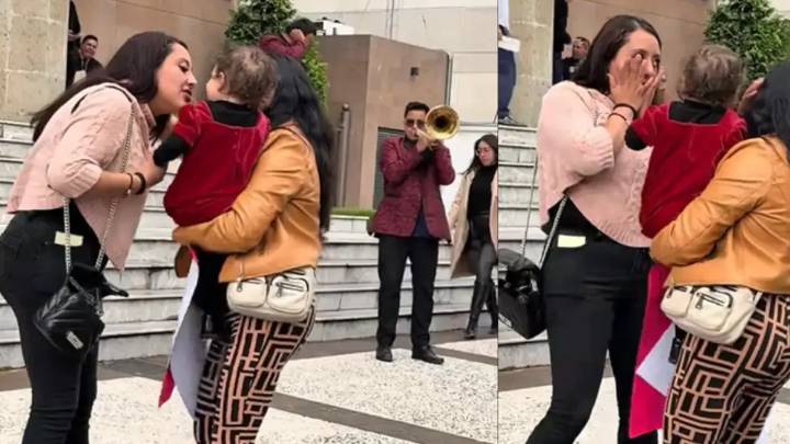 Mujer en México contrató una banda para celebrar su divorcio a las afueras de un tribunal: ‘Mi hermana, mi mamá y mi bebé felices’