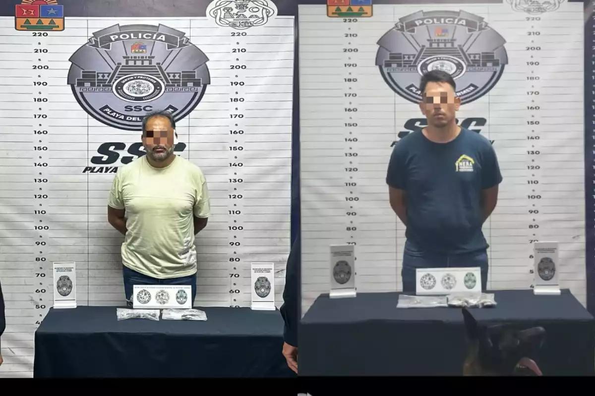 Detienen a dos hombres por presunta extorsión y narcomenudeo en Playa del Carmen