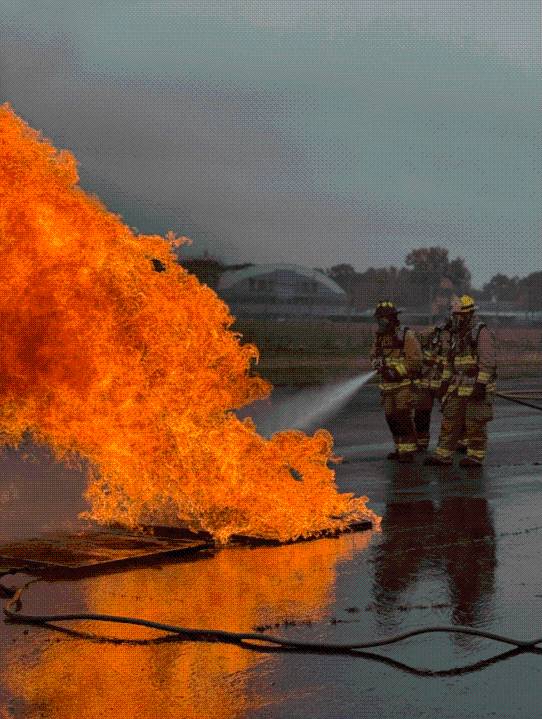 Inside aircraft fire training at Stratton Air National Guard 