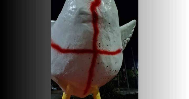 Police appeal after Goosey vandalised with St George’s flag