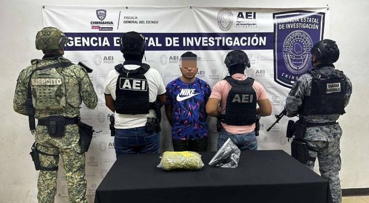 Detienen a hombre con marihuana y arma de fuego