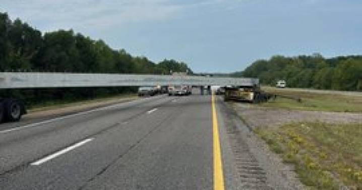 Deadly crash on I-40 Eastbound at mile marker 98, large beam across the roadway