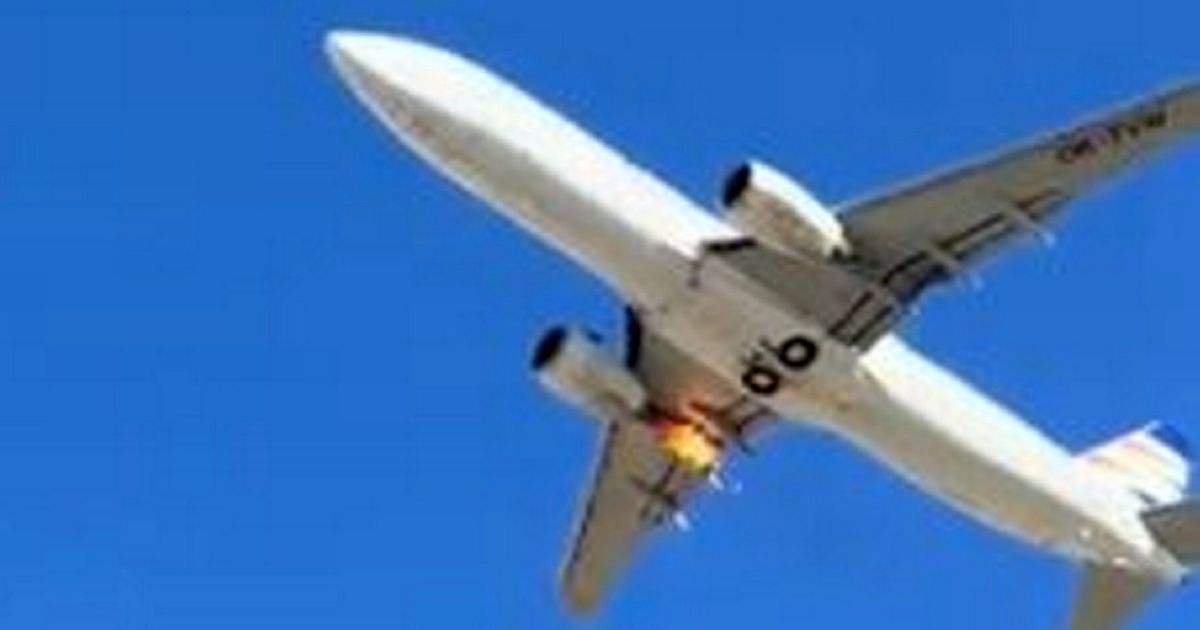 Horror moment plane's engine shoots out flames seconds after take