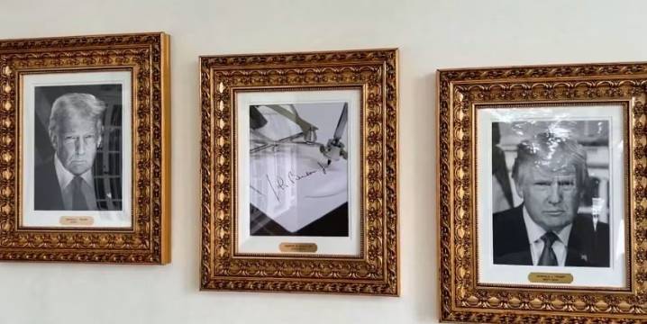 Trump sustituyó foto de Biden por una firma hecha con "autopen" en galería presidencial (VIDEO)
