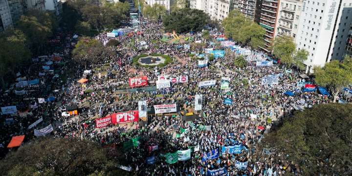 Así se vio la Marcha Federal Universitaria desde el drone de Infobae